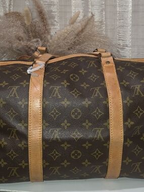 Louis Vuitton Monogram Canvas Travel Duffle with Vachetta Trim 45cm